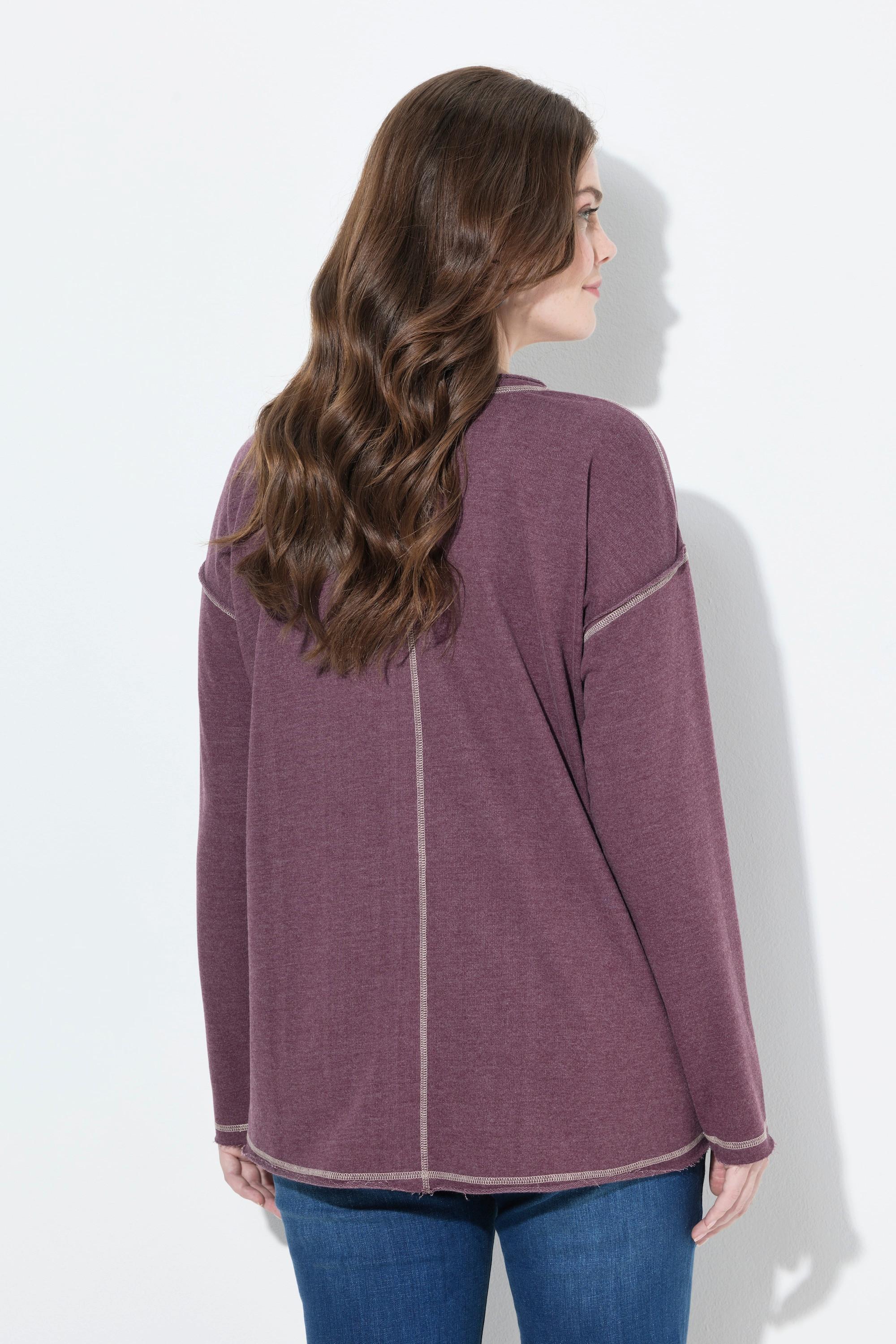 Ulla Popken Texas V-Ausschnitt Langarm Sweatshirt  