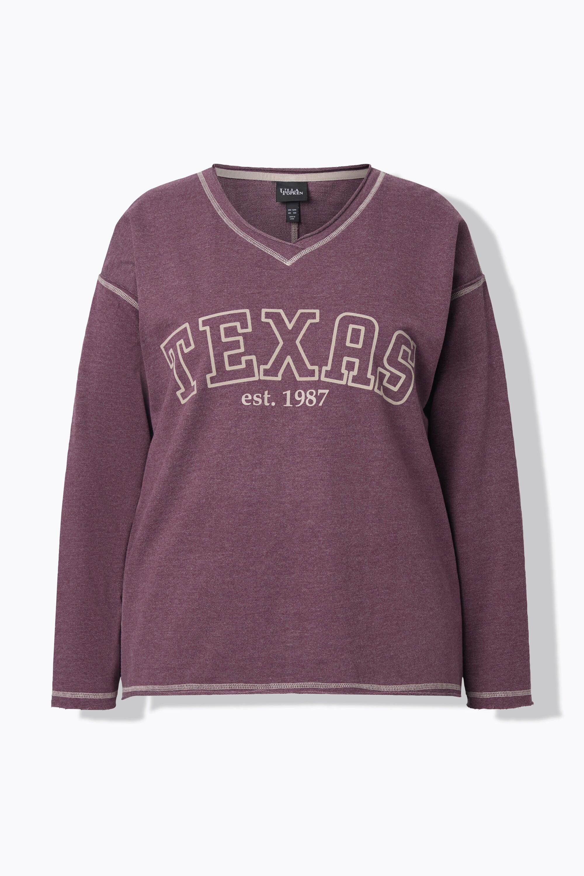 Ulla Popken Texas V-Ausschnitt Langarm Sweatshirt  