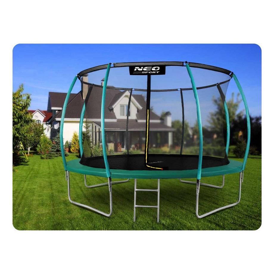 B2X Profiliertes Gartentrampolin 14 Fuß/435 cm mit Neo-Sport-Innennetz  