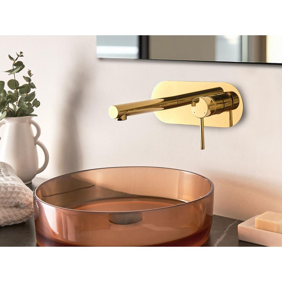 Beliani Robinet de lavabo mural en Laiton  CLAVIJO  