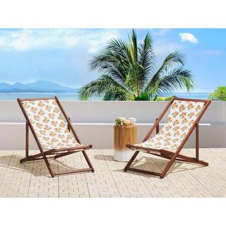 Beliani Set mit 2 klappbaren Liegestühlen aus Stoff Modern ANZIO  