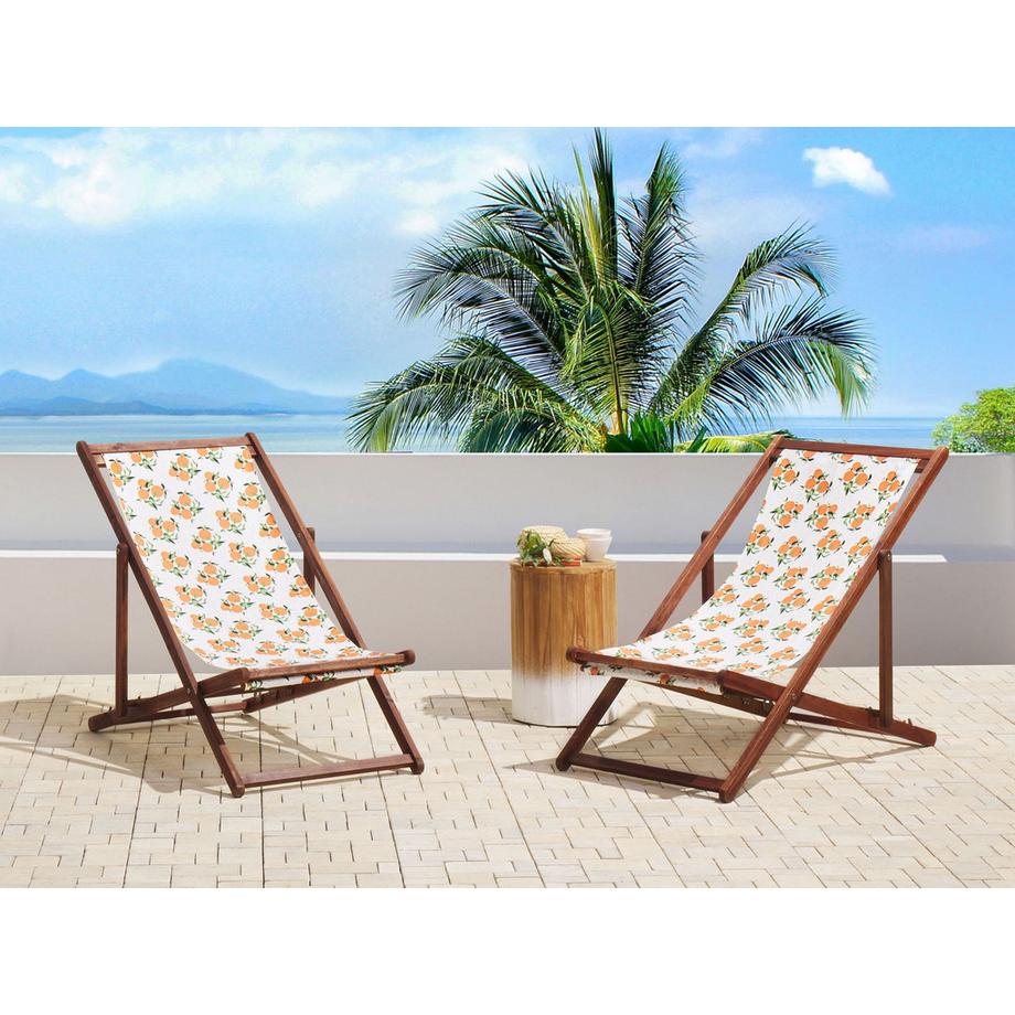 Beliani Set mit 2 klappbaren Liegestühlen aus Stoff Modern ANZIO  