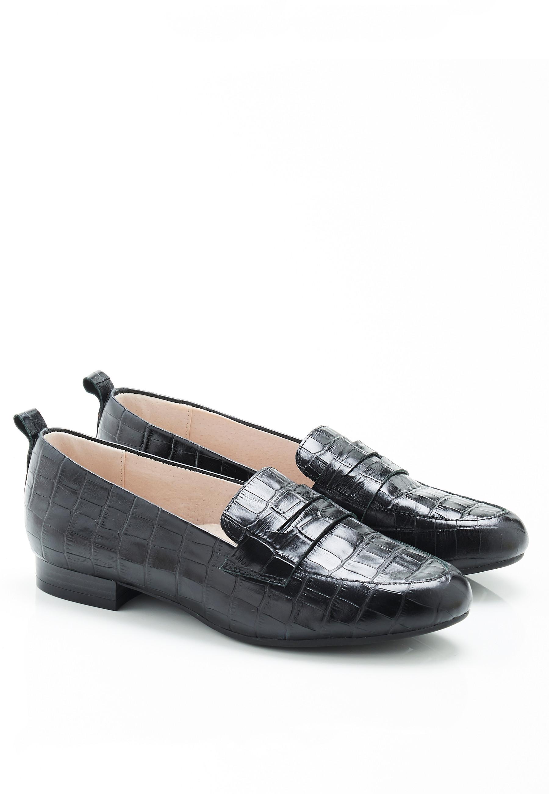 Image of Mokassin In Kroko-optik. Damen Schwarz 42