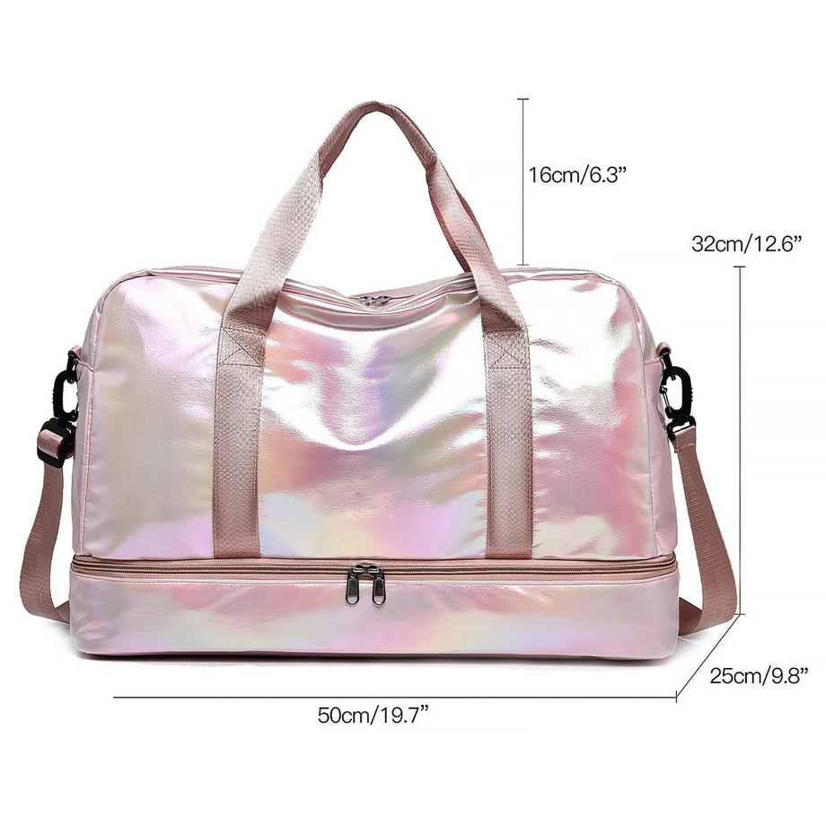 Only-bags.store Glitzer Sporttasche mit Schuhfach  