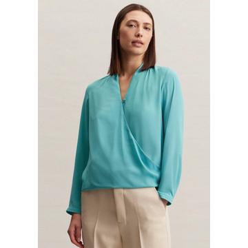 Wickelbluse Uni Langarm V-Neck