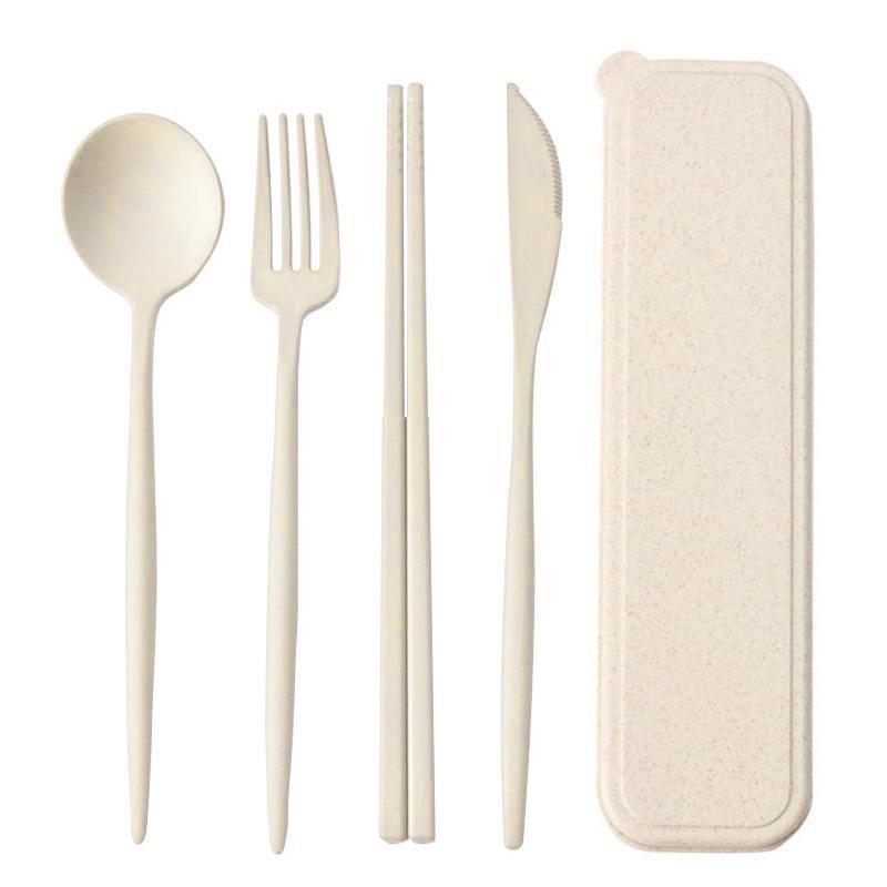 Northio Set di posate con bacchette / chopsticks e astuccio - Beige