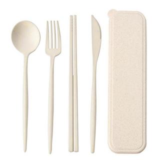 Northio Set di posate con bacchette / chopsticks e astuccio - Beige  