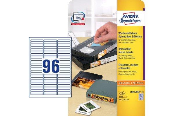 Avery-Zweckform AVERY ZWECKFORM Etiketten 63,5x8,5mm L6022REV2 Data Cartridge 2400 Stück  