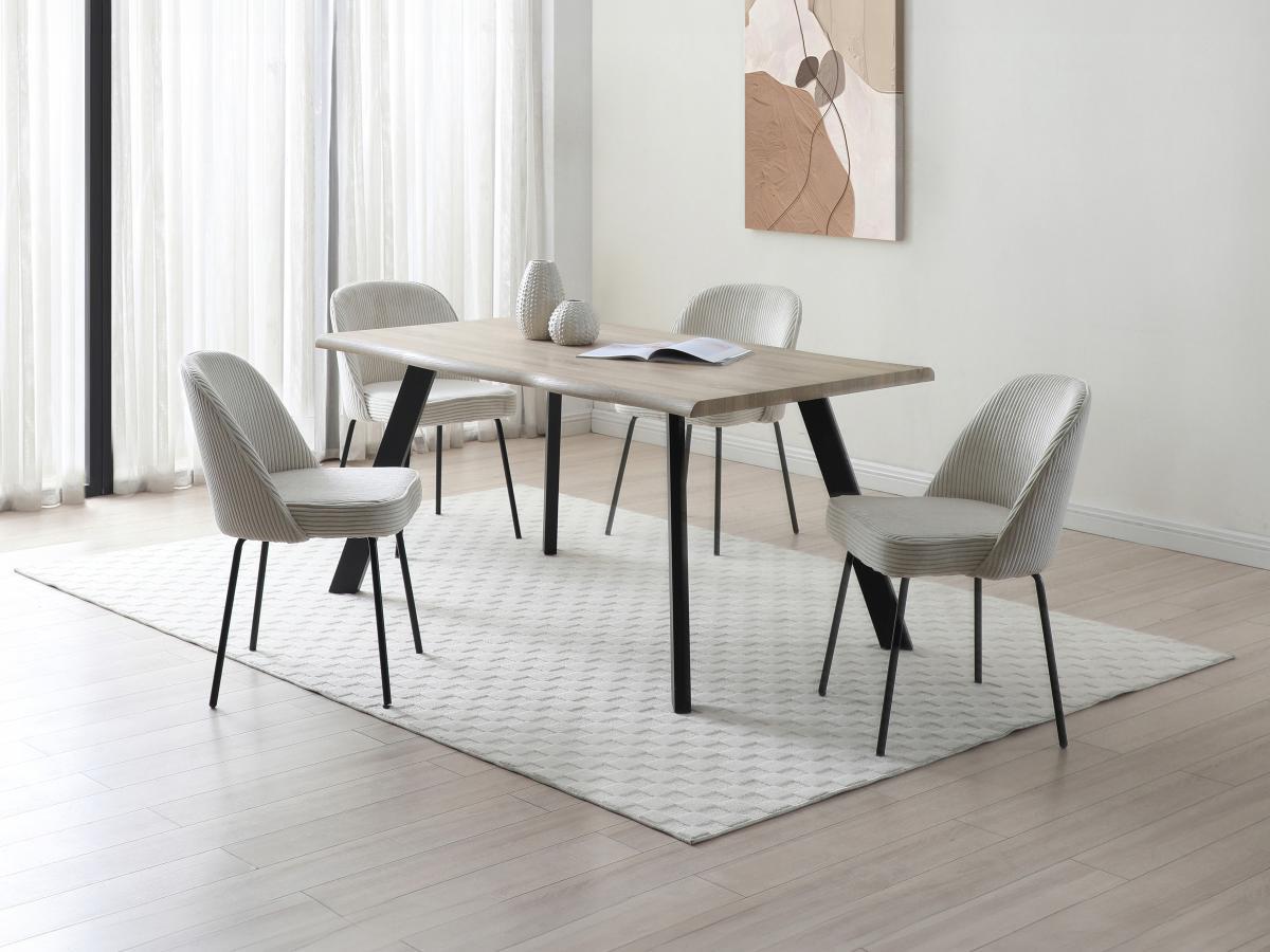 Vente-unique Tavolo da pranzo 6 coperti in MDF e Metallo Nero Naturale - VEYA  