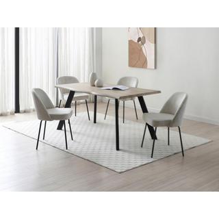 Vente-unique Tavolo da pranzo 6 coperti in MDF e Metallo Nero Naturale - VEYA  