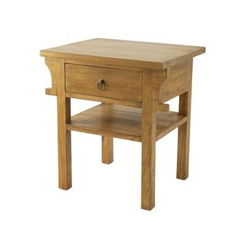 Nachttisch mit 1 Schublade und 1 Ablage - Teakholz - Farben: Holzfarben - WEKEA