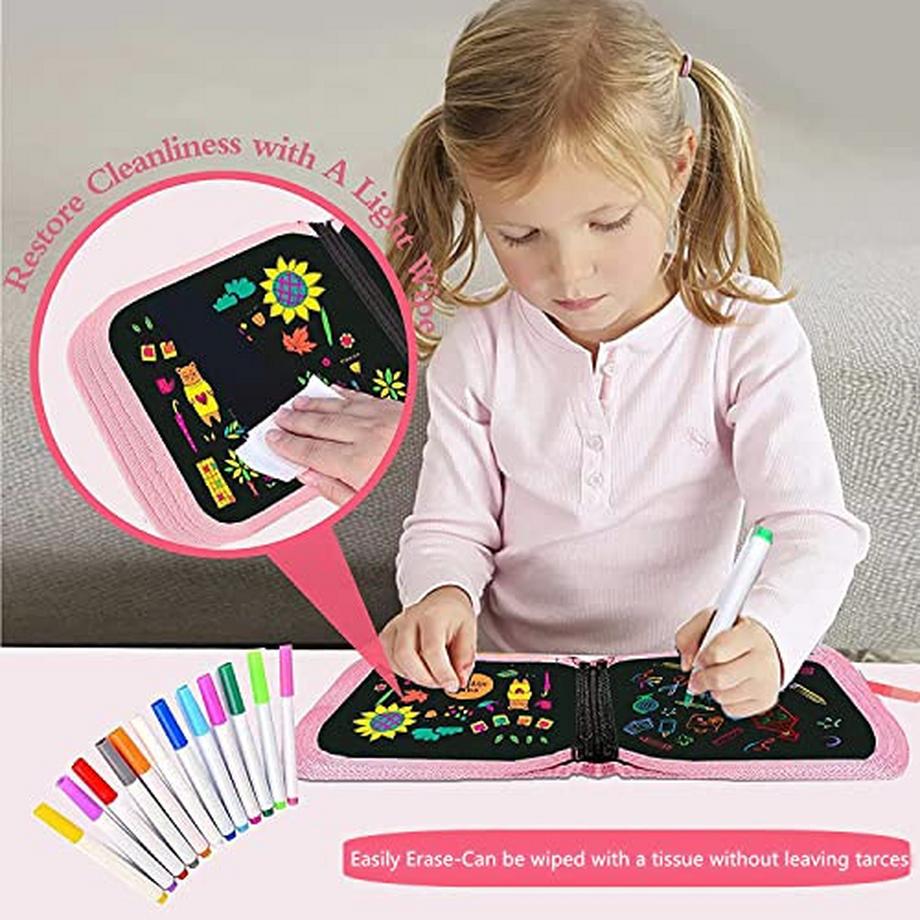 Activity-board  Malbuch für Kinder, tragbares abwischbares Graffiti-Malbrett mit 12 Farbstiften 