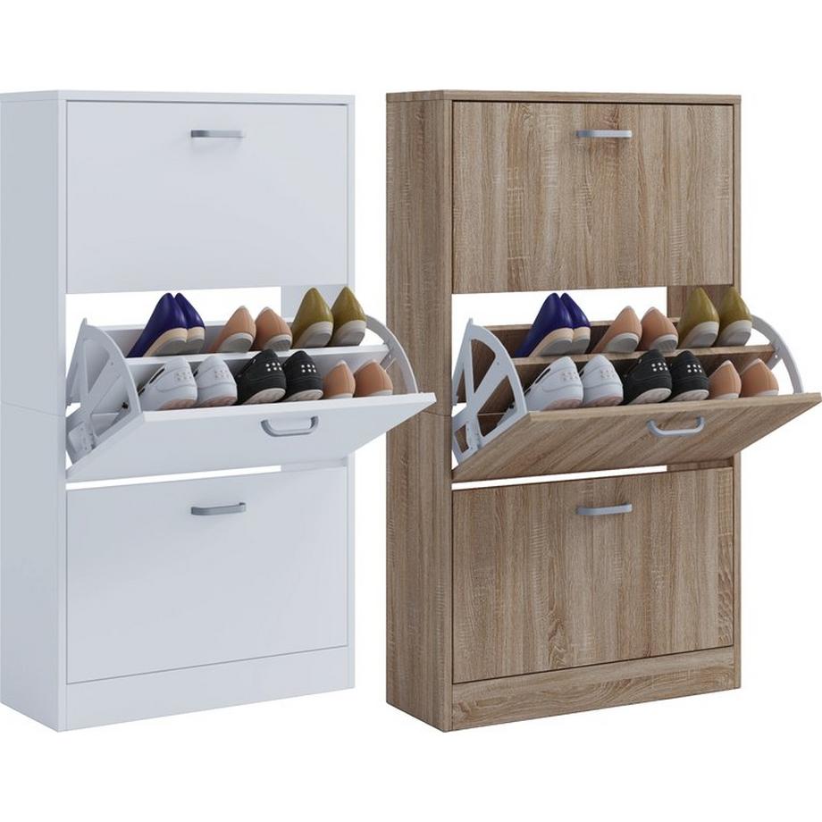 VCM Holz Regal Kipper Schuhregal Schuhschrank Schuhkipper 3 Klappen Sipos L  