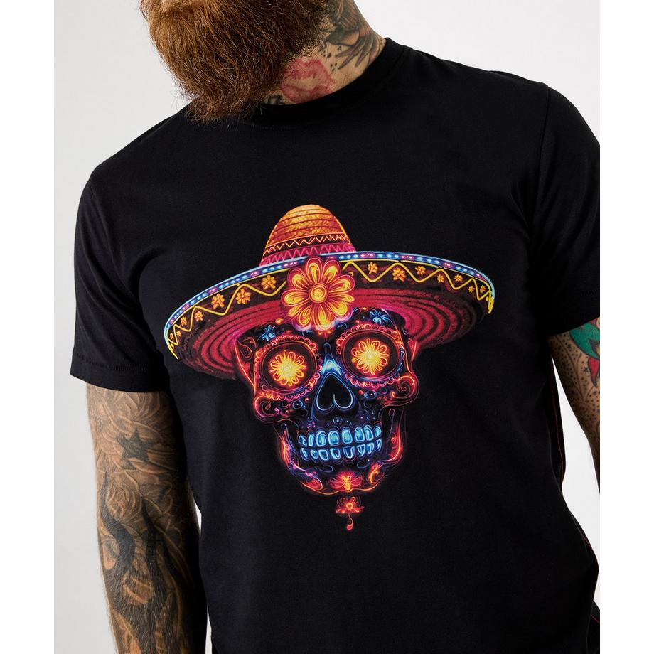 Joe Browns T-Shirt mit Totenkopfmotiv und Leuchteffekten  