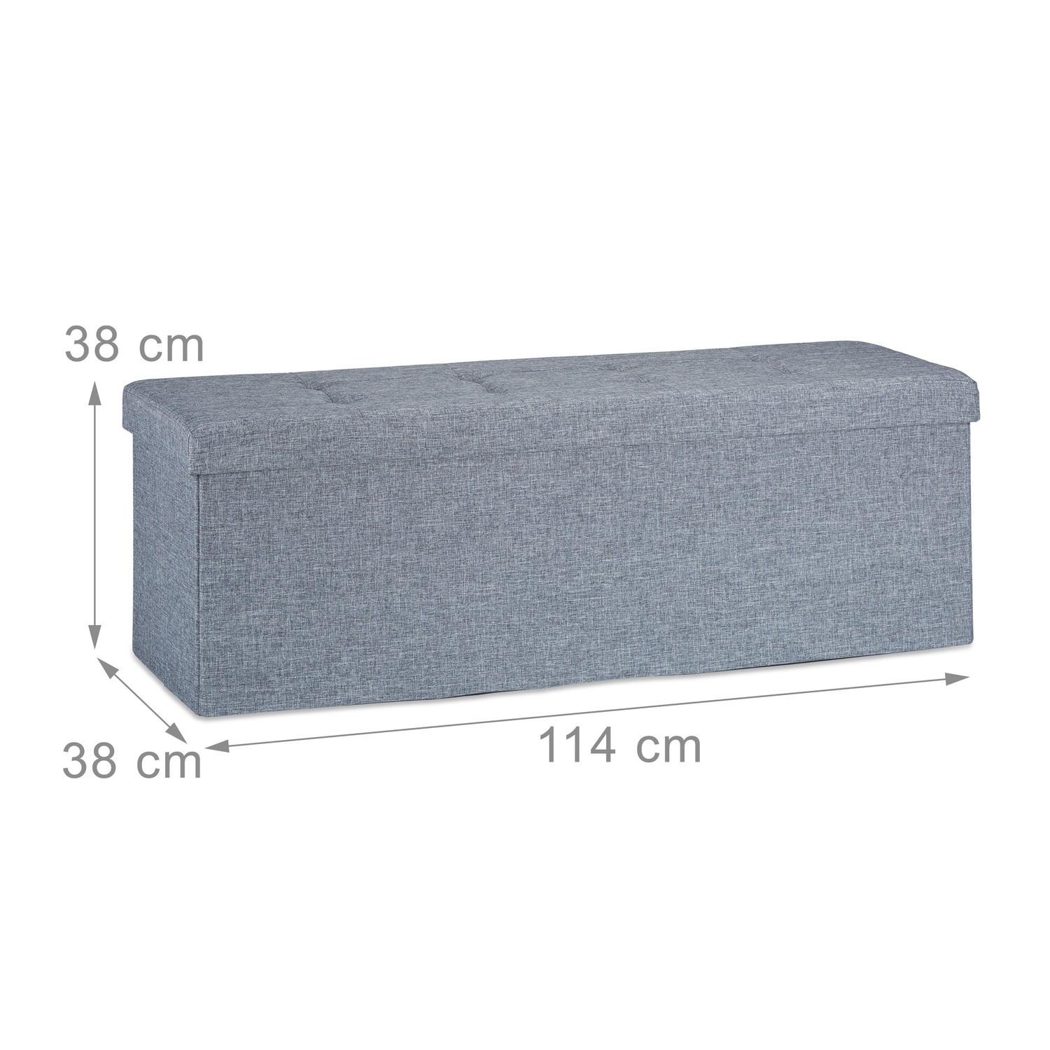 B2X Banquette de rangement pliable tissu lin  