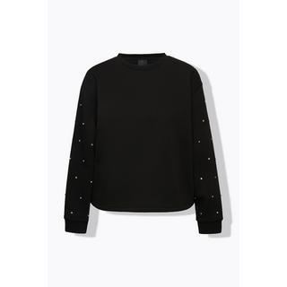 Ulla Popken  Sweat-shirt oversize à col rond et manches longues, strass 