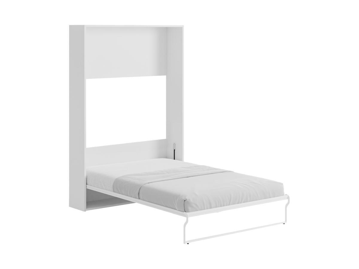 Vente-unique Letto a scomparsa con apertura verticale manuale 140 x 200 cm Bianco + Materasso - MALINA II  