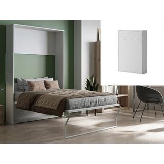 Vente-unique Letto a scomparsa con apertura verticale manuale 140 x 200 cm Bianco + Materasso - MALINA II  