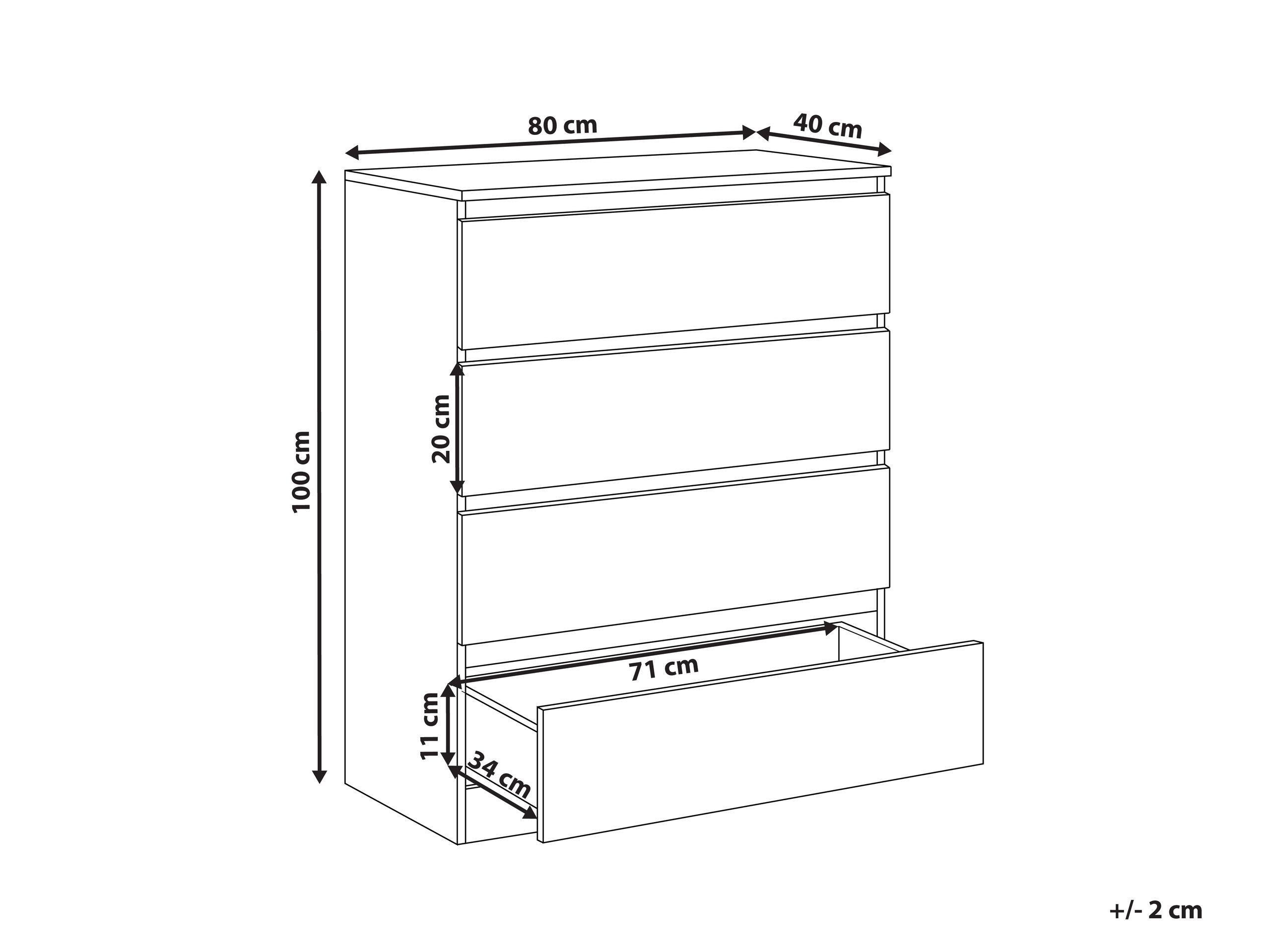 Beliani Cassettiera 4 cassetti en Pannello di fibre (LDF) Scandinavo WINNIPEG  