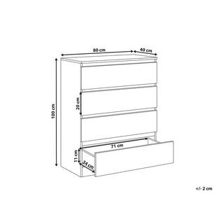Beliani Cassettiera 4 cassetti en Pannello di fibre (LDF) Scandinavo WINNIPEG  