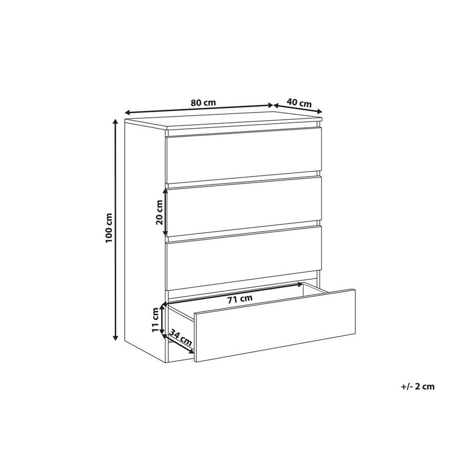 Beliani Kommode mit 4 Schubladen aus Faserplatte Minimalistisch WINNIPEG  