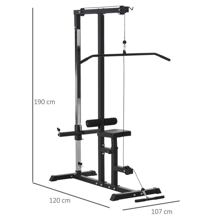 Northio  Stazione Fitness Multifunzionale Con Sedile Regolabile E Puleggia, Acciaio, Nero, 107X120X190 Cm 