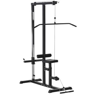 Stazione Fitness Multifunzionale Con Sedile Regolabile E Puleggia, Acciaio, Nero, 107X120X190 Cm