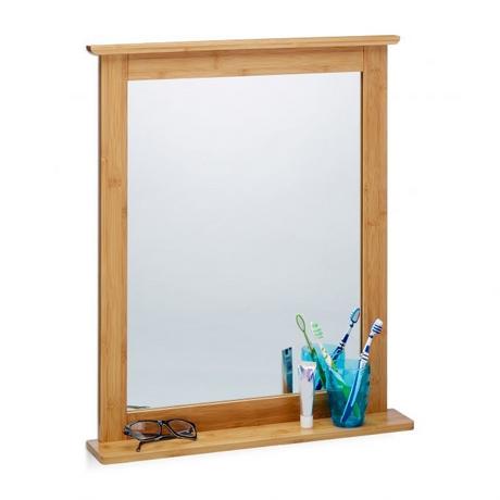 B2X Miroir en bambou avec étagère  