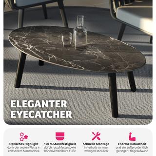 Tectake Ovaler Couchtisch Acerra, Marmoroptik 100x50x34,5 cm  