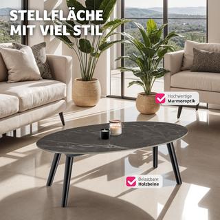 Tectake Table basse ovale Acerra, effet marbre 100x50x34,5 cm  