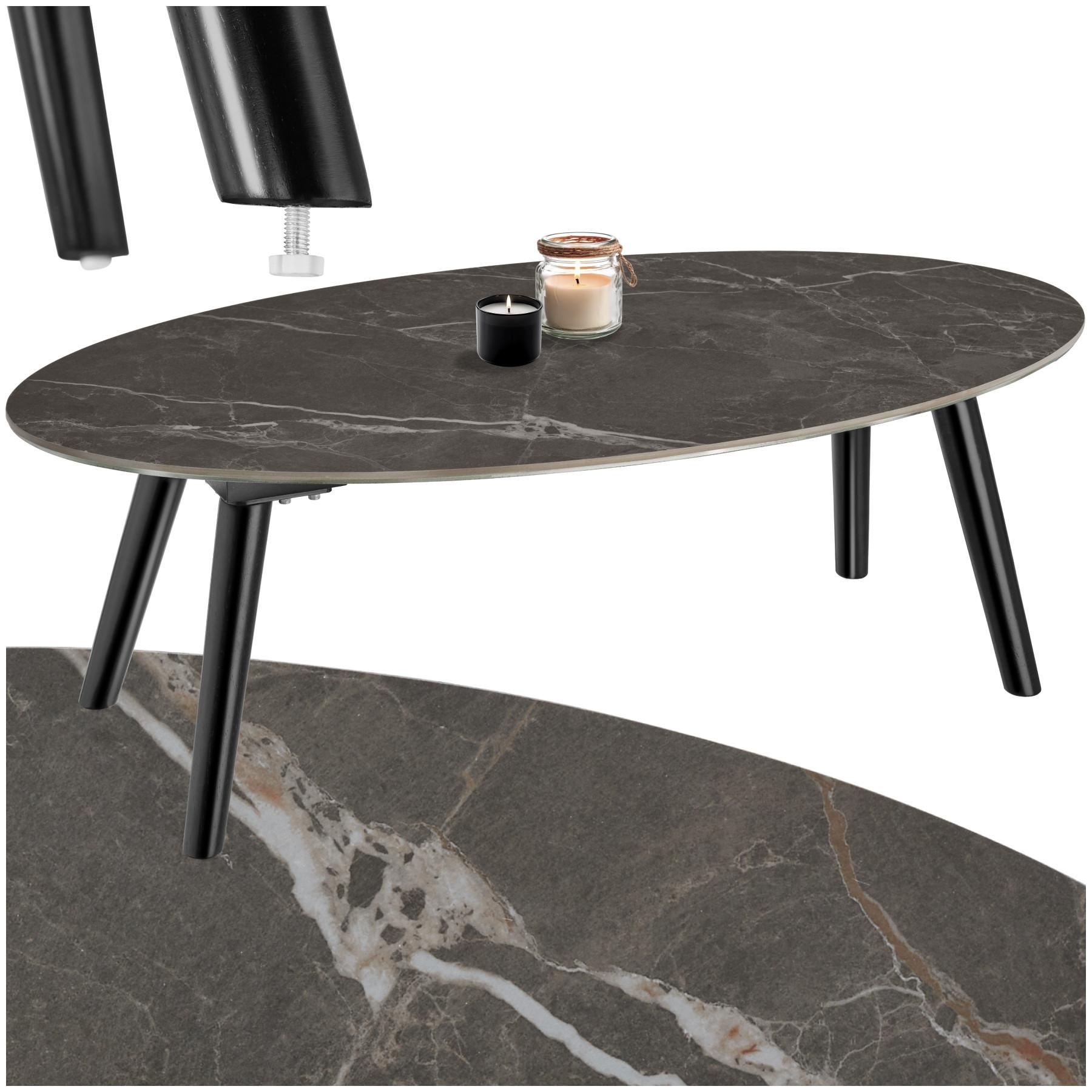 Tectake Table basse ovale Acerra, effet marbre 100x50x34,5 cm  