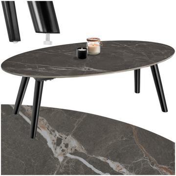 Table basse ovale Acerra, effet marbre 100x50x34,5 cm