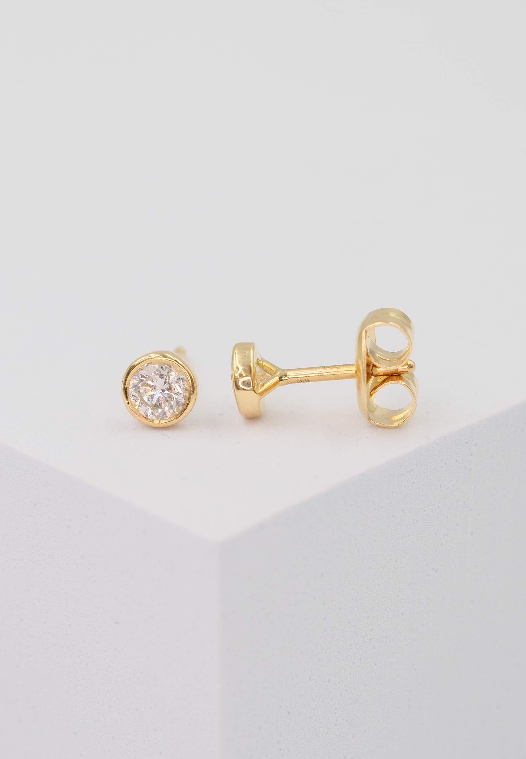 MUAU Schmuck  Solitär Ohrstecker Zargen-Fassung Gelbgold 750 Brillanten 0.50ct. 6.5mm 