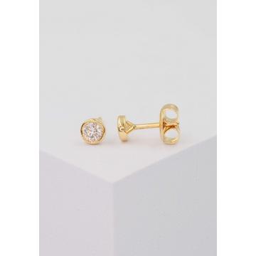 Clous d'oreilles solitaires monture or jaune 750 diamants 0,50ct. 6,5mm