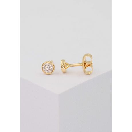 MUAU Schmuck  Solitär Ohrstecker Zargen-Fassung Gelbgold 750 Brillanten 0.50ct. 6.5mm 