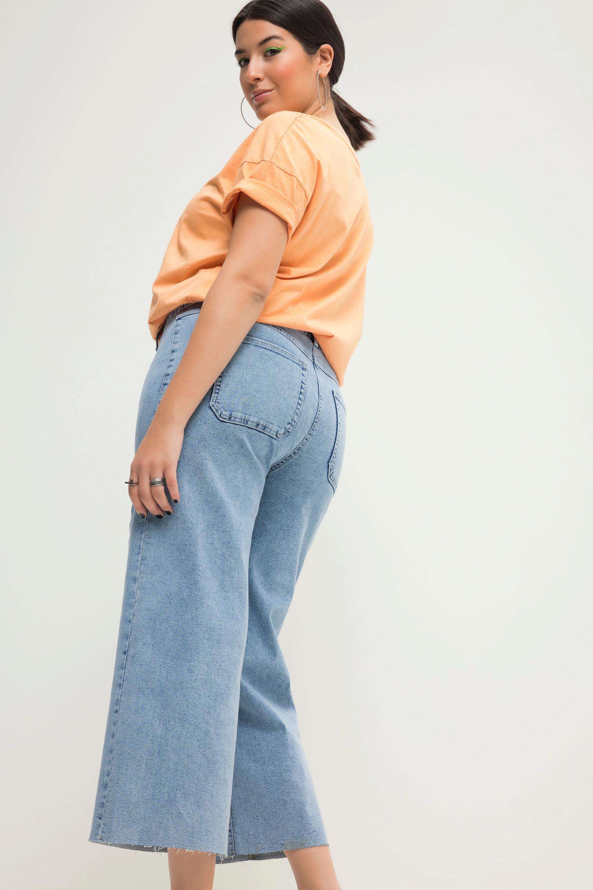 Studio Untold  Culottes di jeans con taglio della gamba ampio e orlo tagliato 