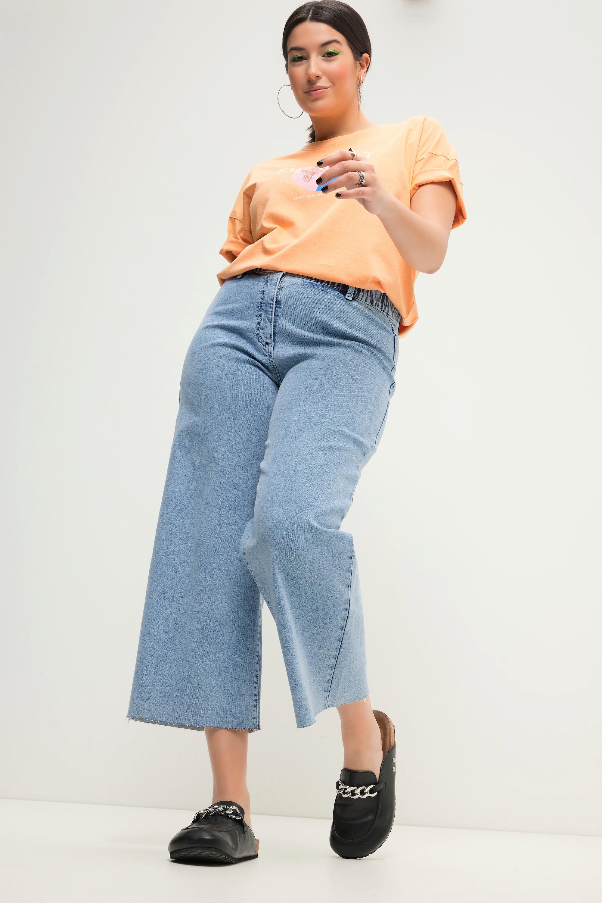 Studio Untold  Culottes di jeans con taglio della gamba ampio e orlo tagliato 