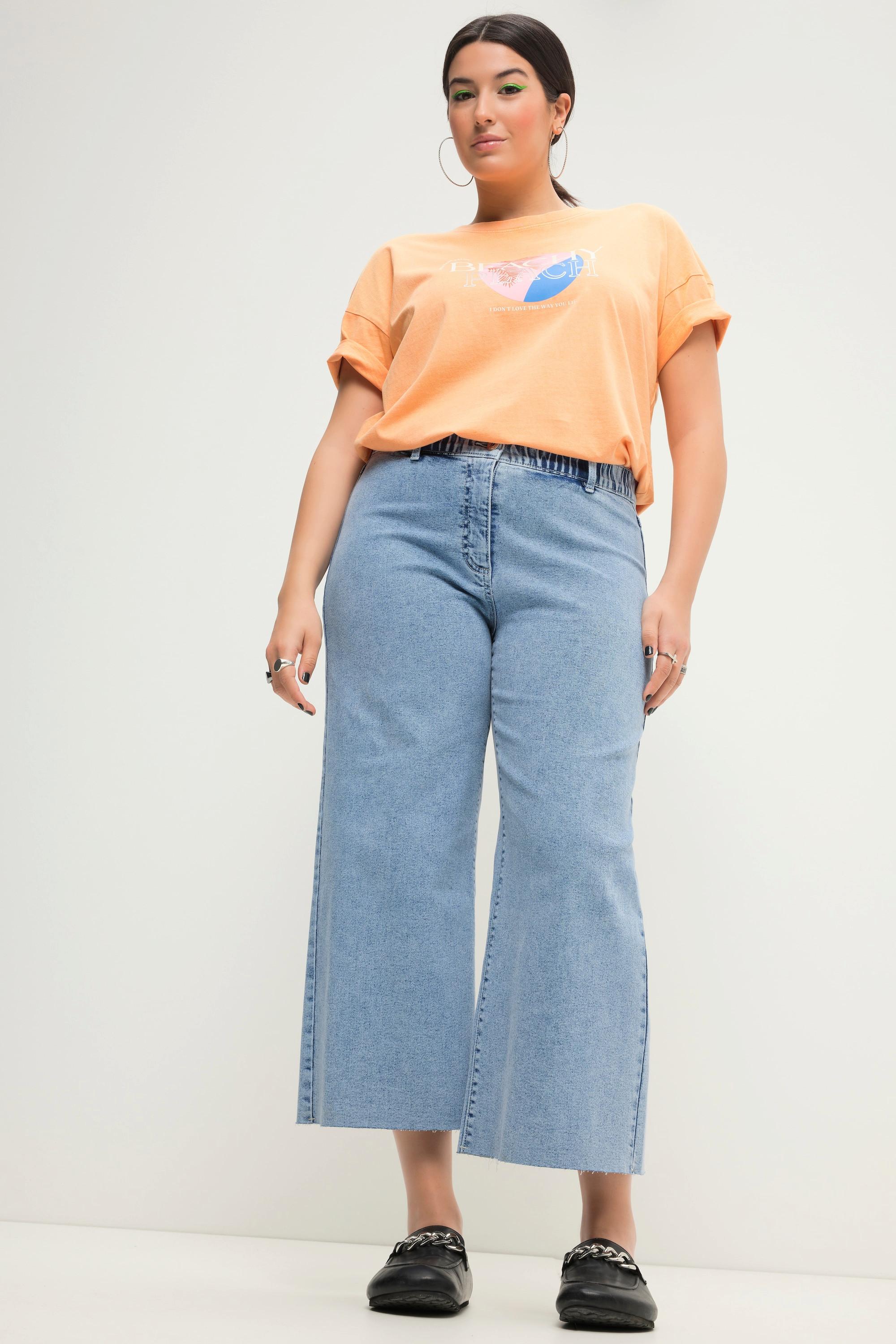 Studio Untold  Culottes di jeans con taglio della gamba ampio e orlo tagliato 