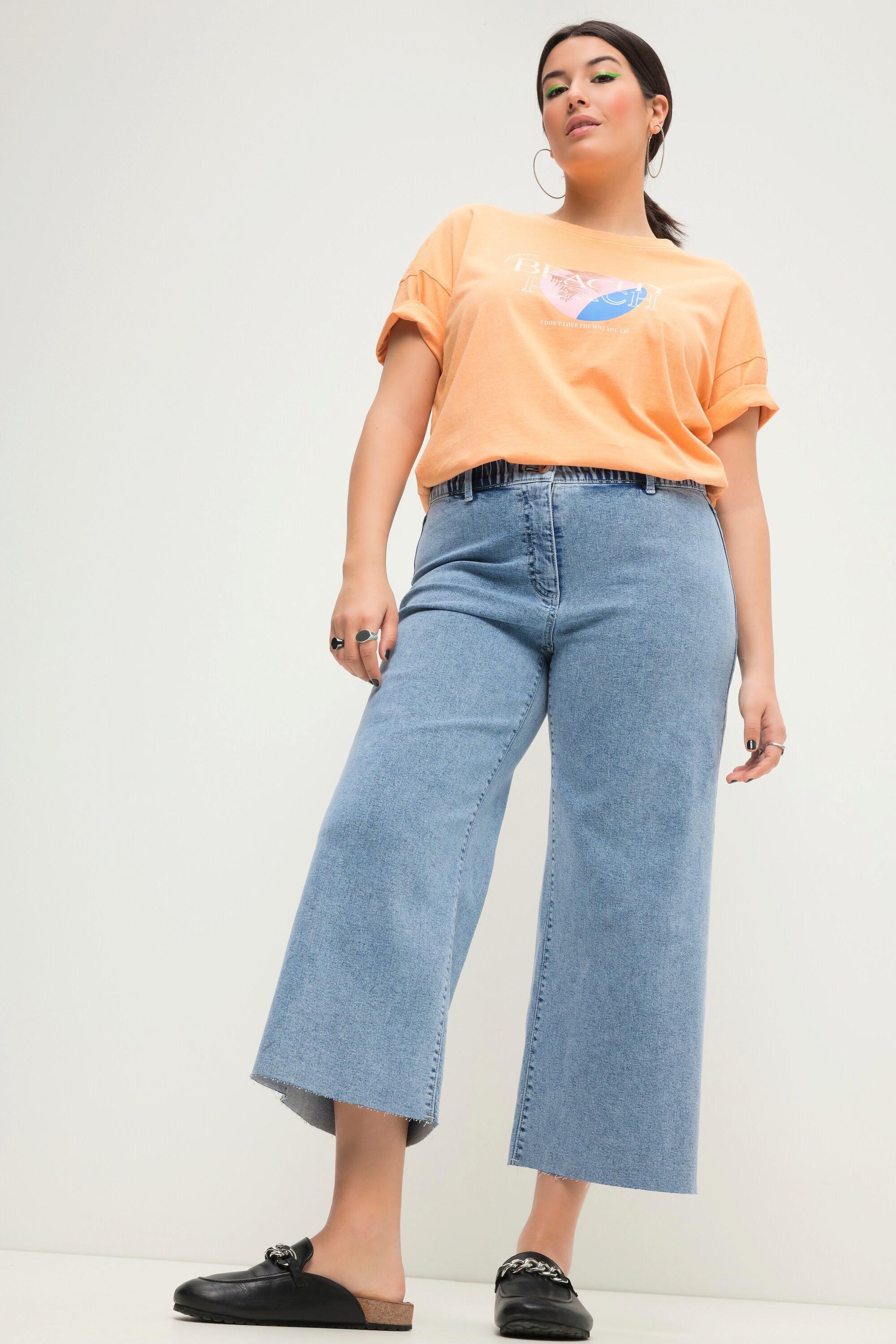 Studio Untold  Culottes di jeans con taglio della gamba ampio e orlo tagliato 