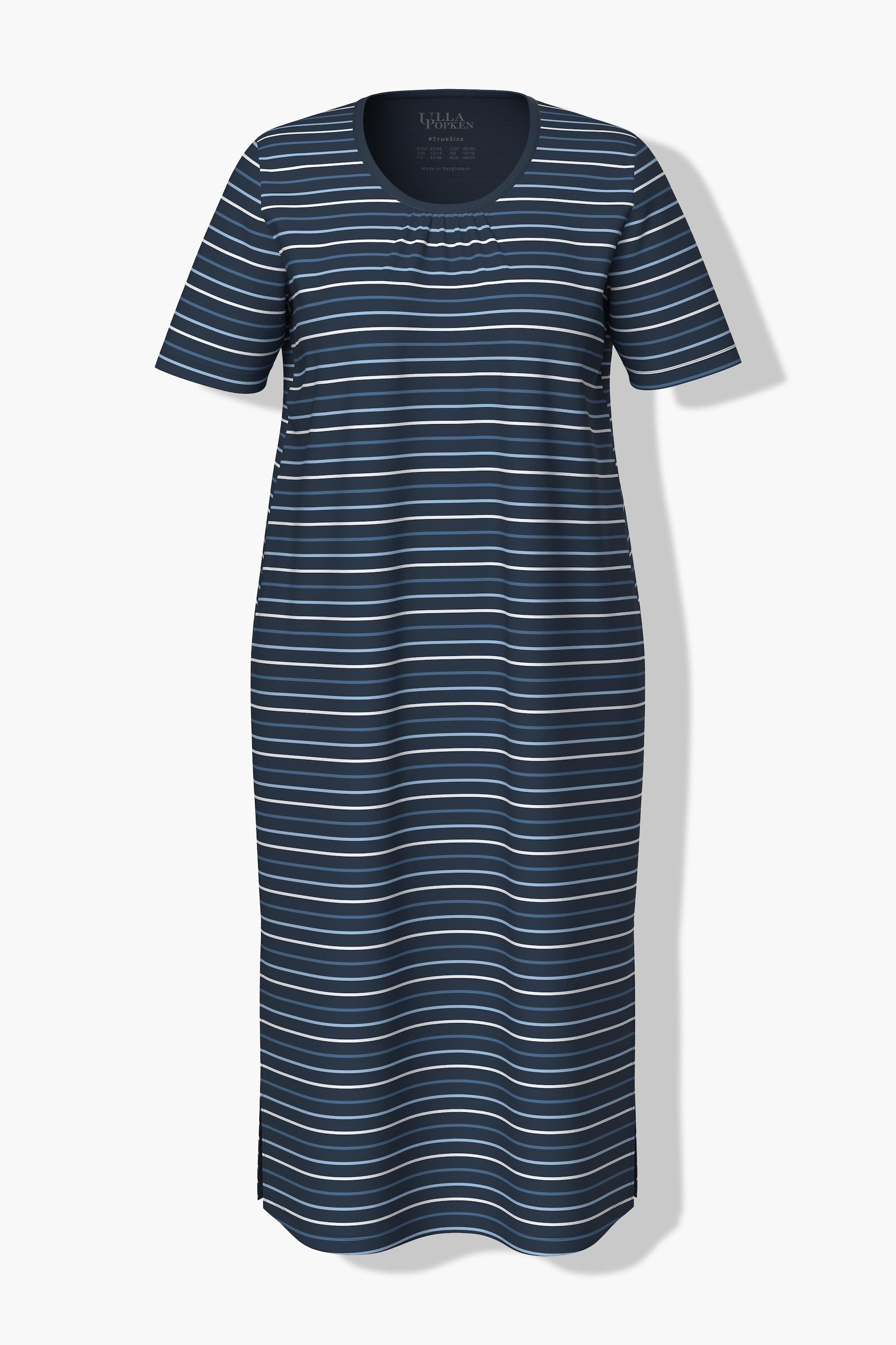 Ulla Popken Camicia da notte a righe scollo rotondo mezze maniche  