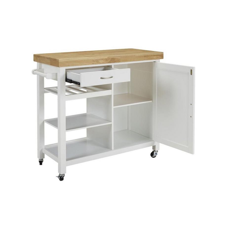 Vente-unique  Desserte de cuisine à  roulettes SKYLER tiroir Hévéa 