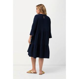 Ulla Popken  Musselin-Kleid, A-Linie, Tunika-Ausschnitt, 3/4-Arm 