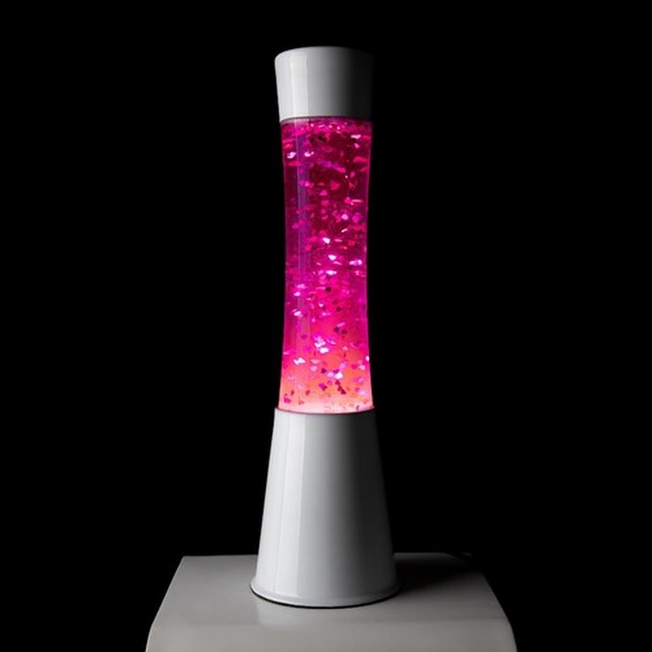 Fisura Lampe à plasma blanche/rose avec paillettes cœurs  
