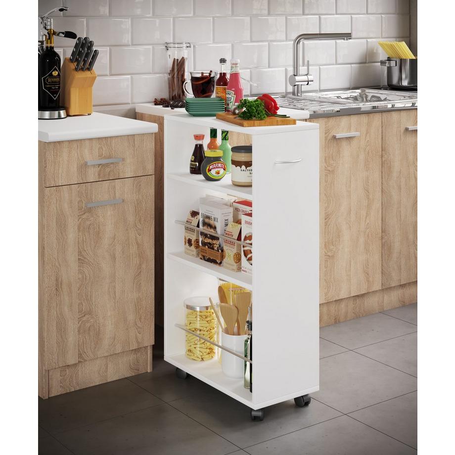 VCM Holz Küchenwagen Servierwagen Rollwagen Nischenschrank rollbar Rollen Tusal  