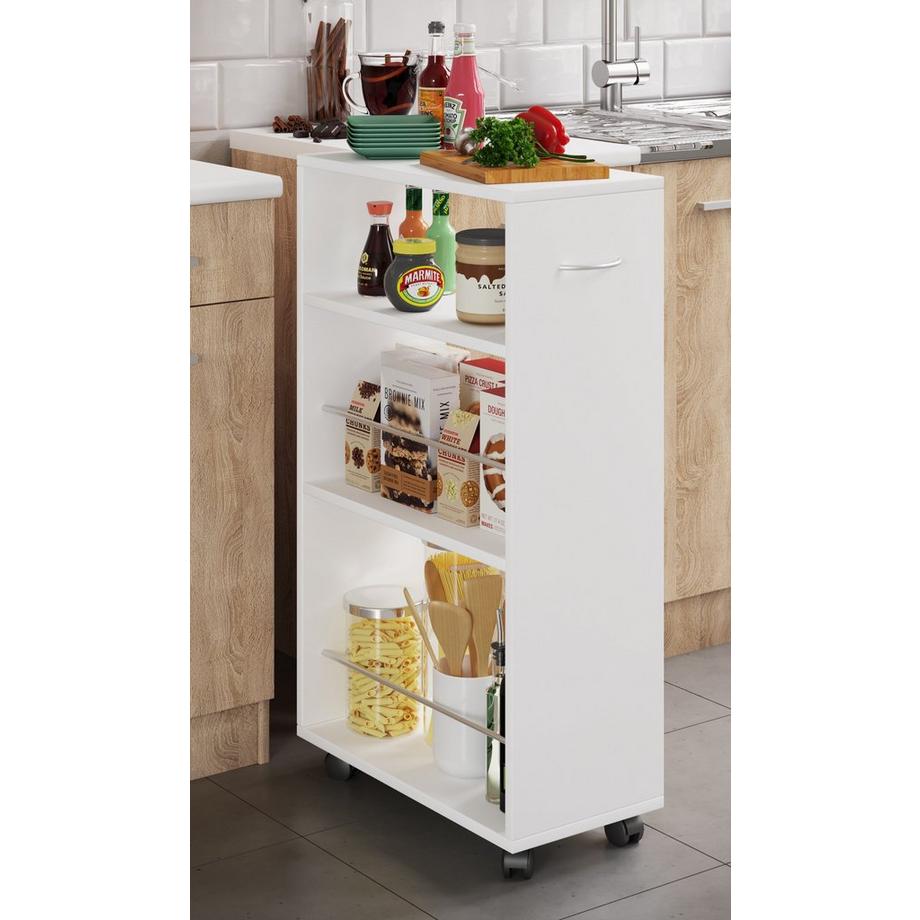 VCM Holz Küchenwagen Servierwagen Rollwagen Nischenschrank rollbar Rollen Tusal  