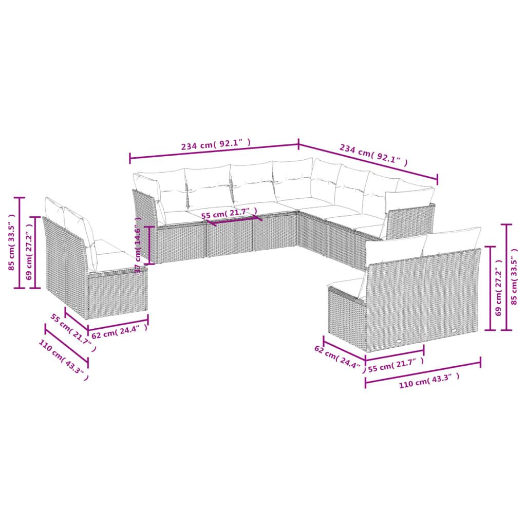 VidaXL Ensemble de canapés de jardin rotin synthétique  