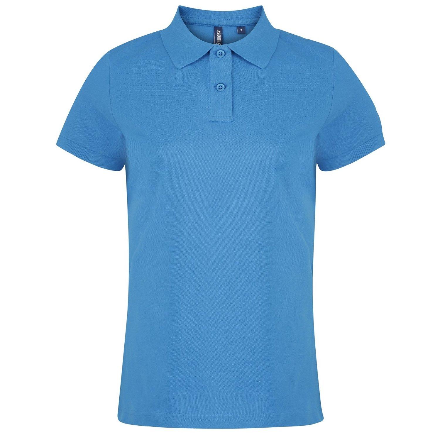 Image of Plain Kurzarm Polo Shirt Damen Saphirblau M