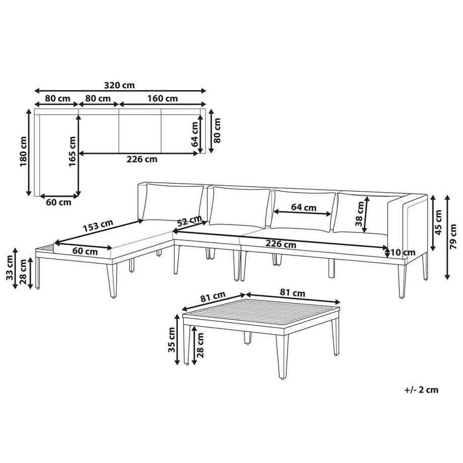 Beliani Ensemble de salon avec table en Bois d'acacia certifié FSC® Rustique BRACCIANO  