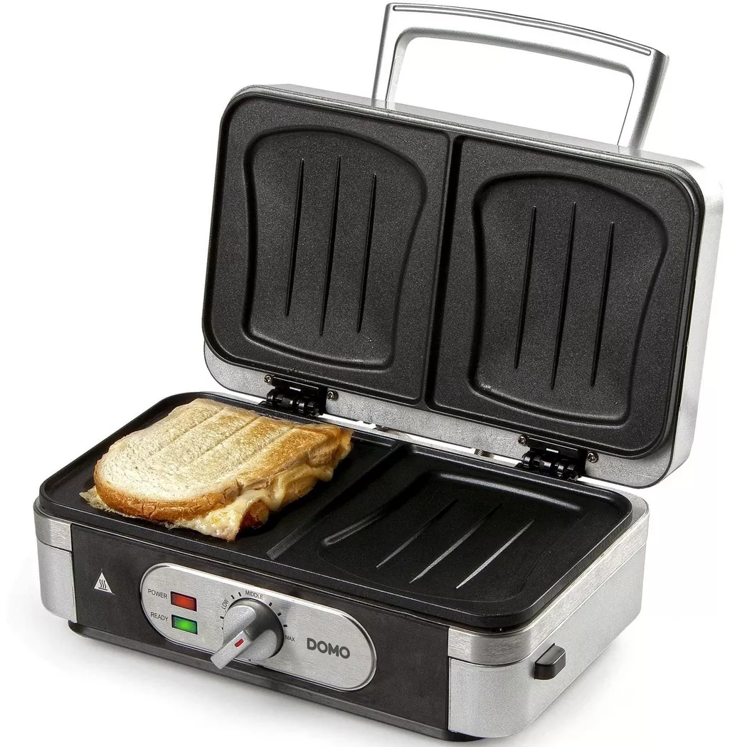 DOMO DO9136C Sandwich-Toaster Grillfunktion Silber, Schwarz