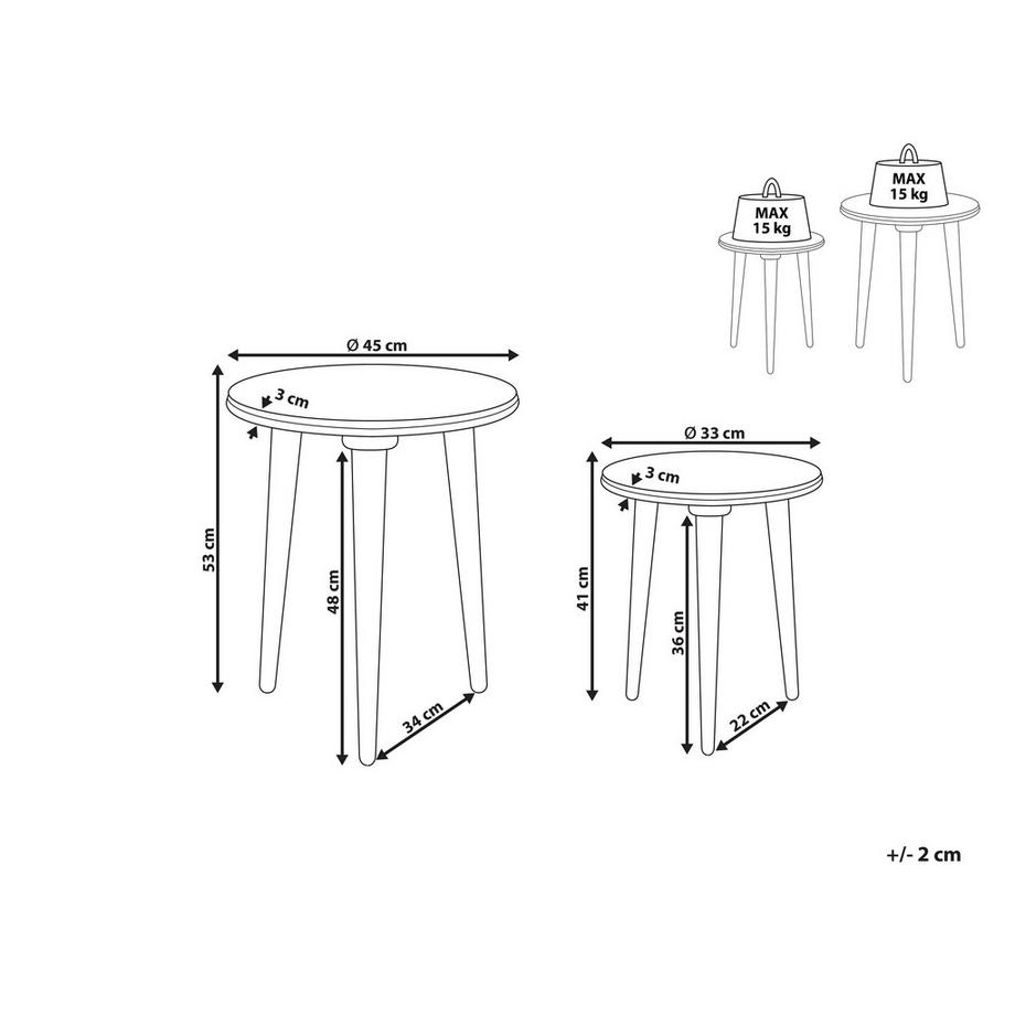 Beliani Lot de 2 tables d'appoint en Manguier Rétro JATRA  